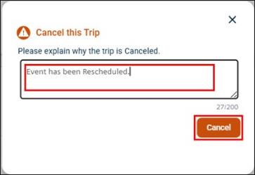 Cancel this trip reason